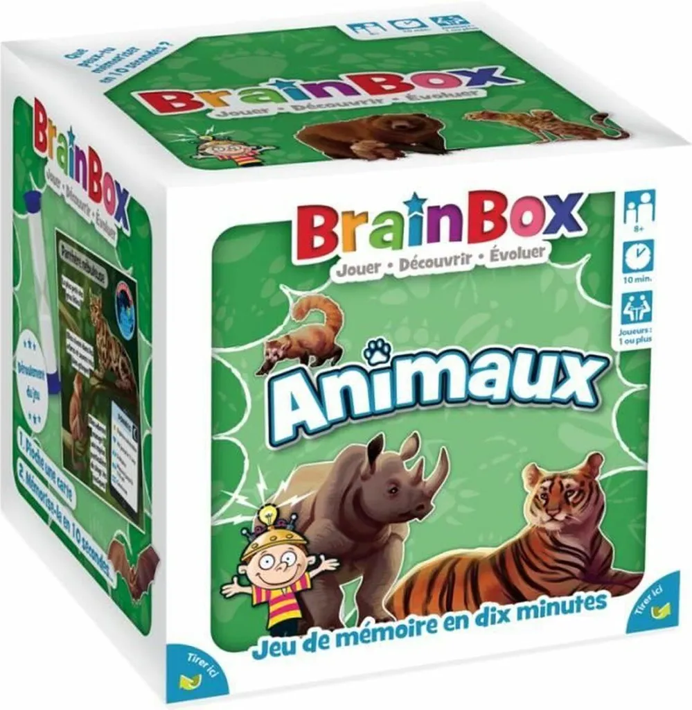 Jeu de Cartes Éducatif BrainBox Animaux - Observation et Mémoire Enfant