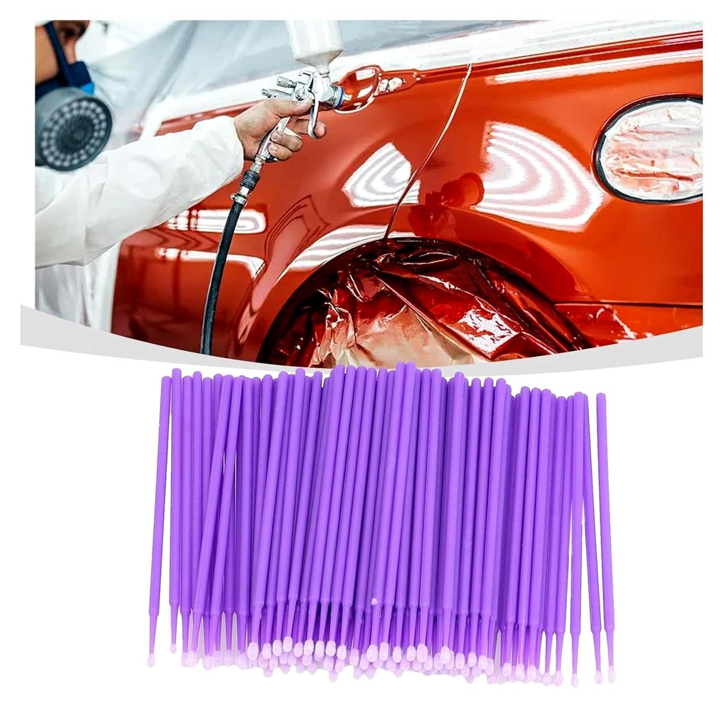 Autolack-Ausbesserungs-Pinsel, Einweg-Applikator mit biegbarem, feinem Ende, 100 Stück, 10 cm (lila)