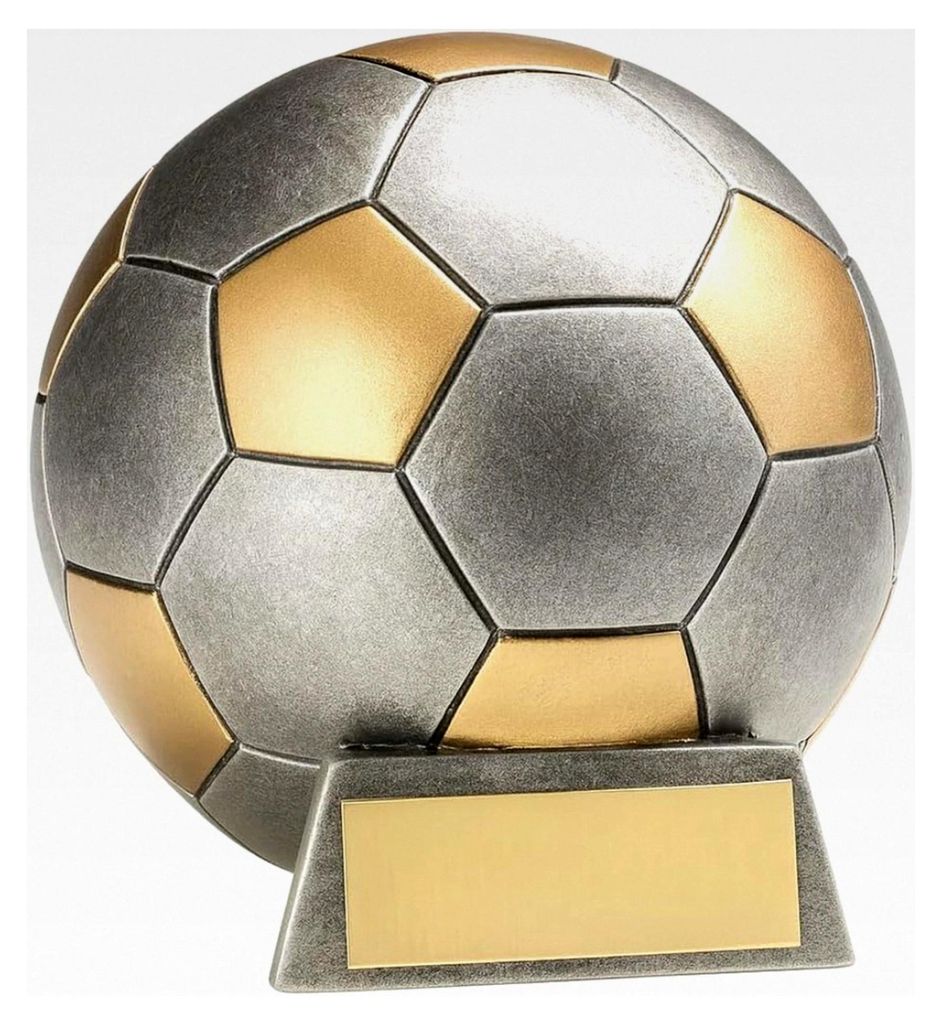 13 cm Resin-Fußball Pokal Spardose – Silber/Gold Trophäe mit Gravur, personalisierbarer Award für Jubiläum & Siegerehrung