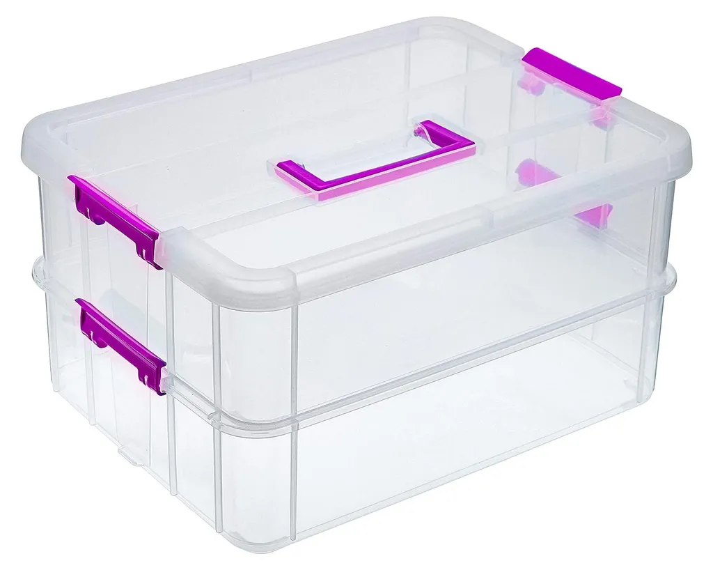 Boîte de rangement pour perles et fils, organiseur de bureau empilable