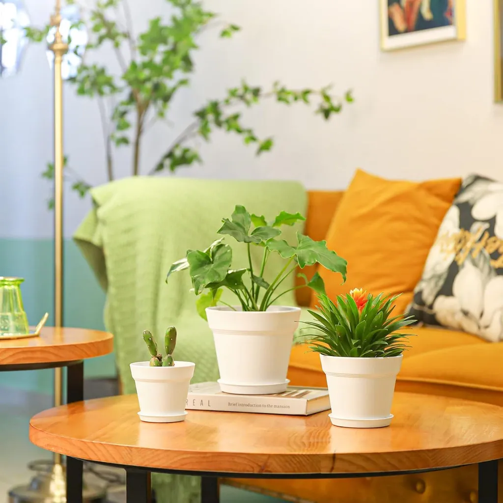 Pot de Fleurs pour Succulentes et Cactus 16cm Blanc - Set de 6 pcs - 6