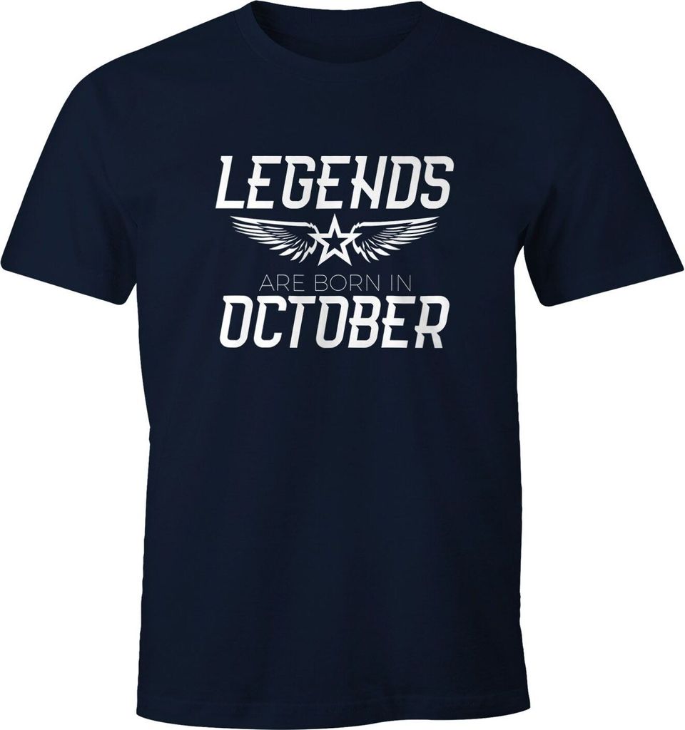 Herren T-Shirt Legends are born in October Geburtstag Geschenk Fun-Shirt Moonworks navy L
