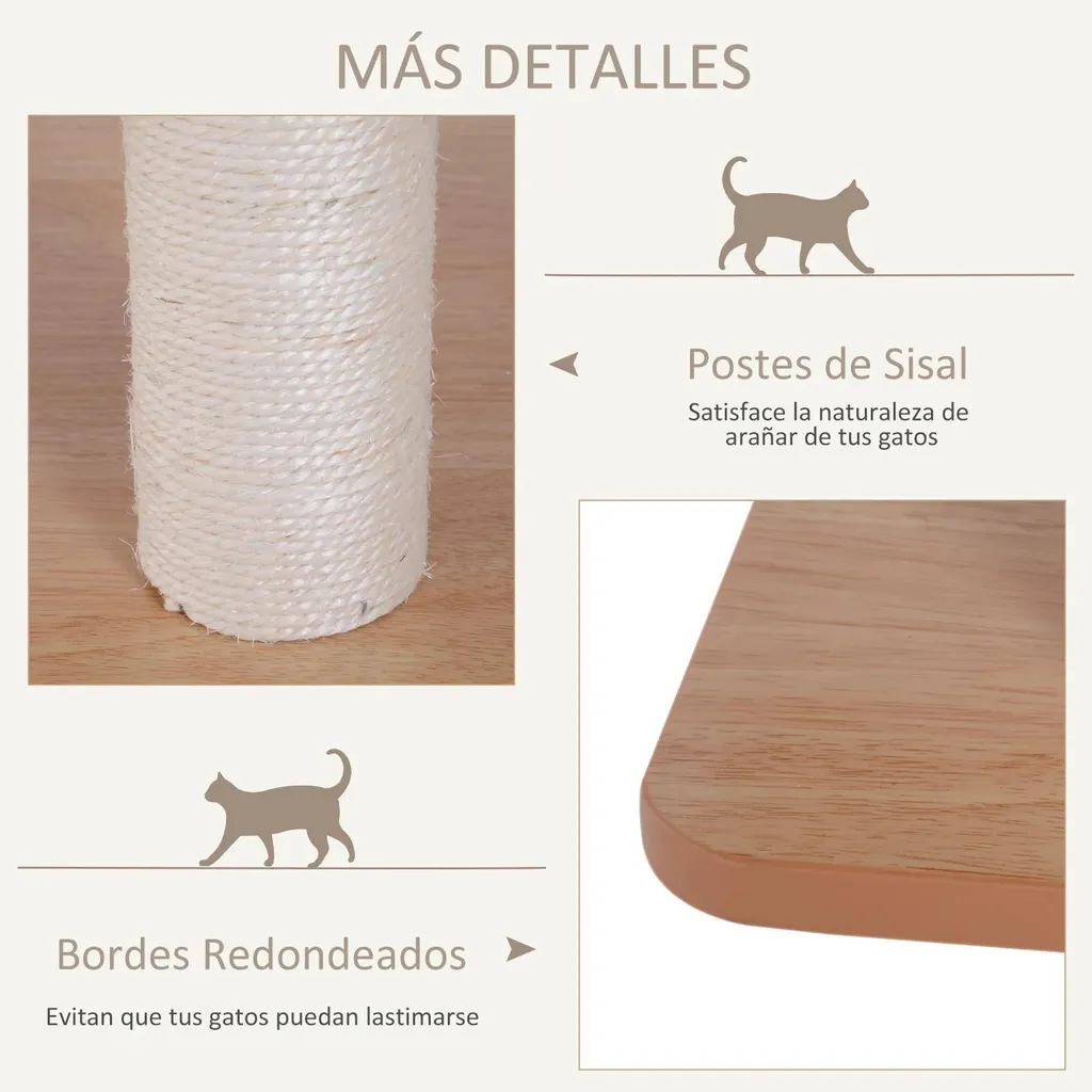 Arbre à chat robuste 120cm - Troncs en sisal et structure MDF durable