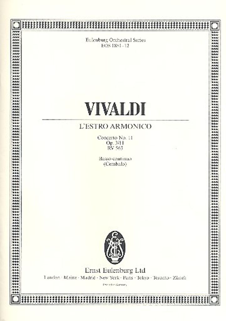 Konzert d-Moll op.3,11 RV565 für 2 Violinen, Violoncello, Streicher und Bc Cembalo