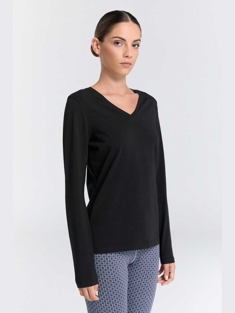 Damen Langarmshirt mit V-Ausschnitt Produktbild 