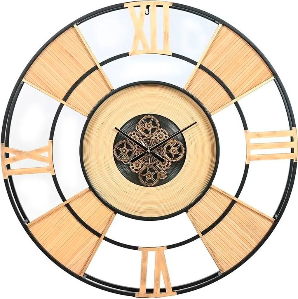 Horloge Murale 100 cm pour Décorer un Grand Mur Vide en Métal et Rotin