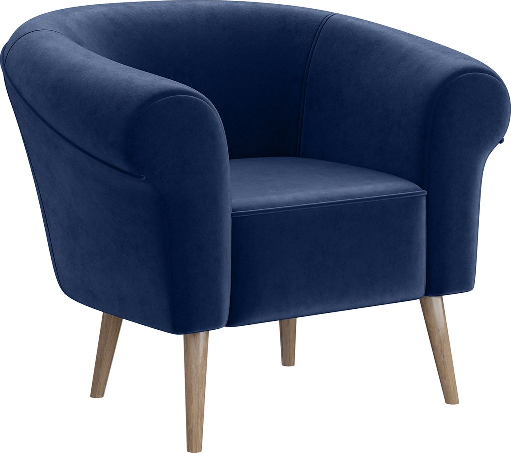MEBLINI Sofa Sessel für Wohnzimmer - Mini Lounge für eine Person - Loungesessel - Armlehnstuhl - Armchair - EMILIA - 1 - Blau Samt