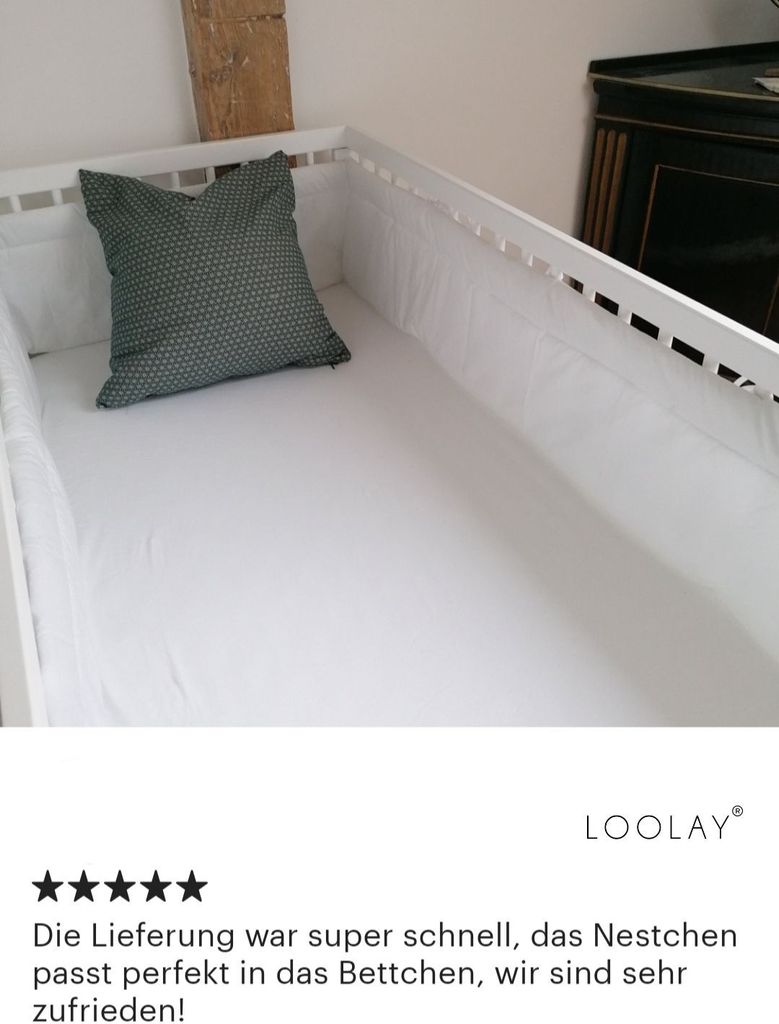 100% BEIGE Baumwolle 360 x 30 cm BETTUMRANDUNG Babybett Produktbild 7