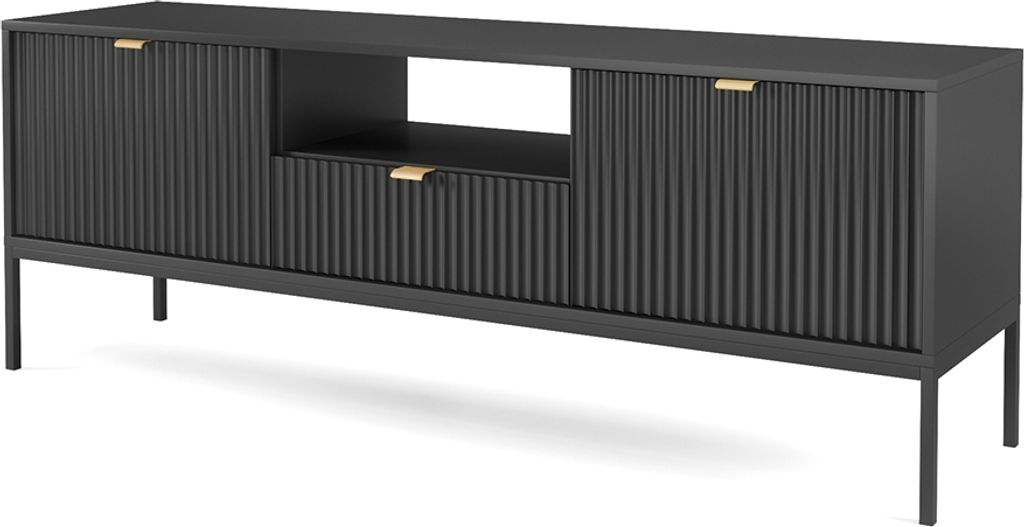Lowboard in schwarz, Fußgestell schwarz NEWCASTLE-160