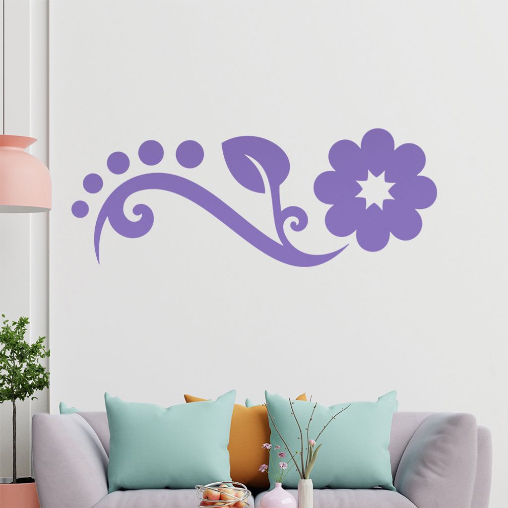 Blume - Linien Punkte Wandtattoo in 6 Größen - Wandaufkleber Wall Sticker - Dekoration, Küche, Wohnzimmer, Schlafzimmer, Badezimmer
