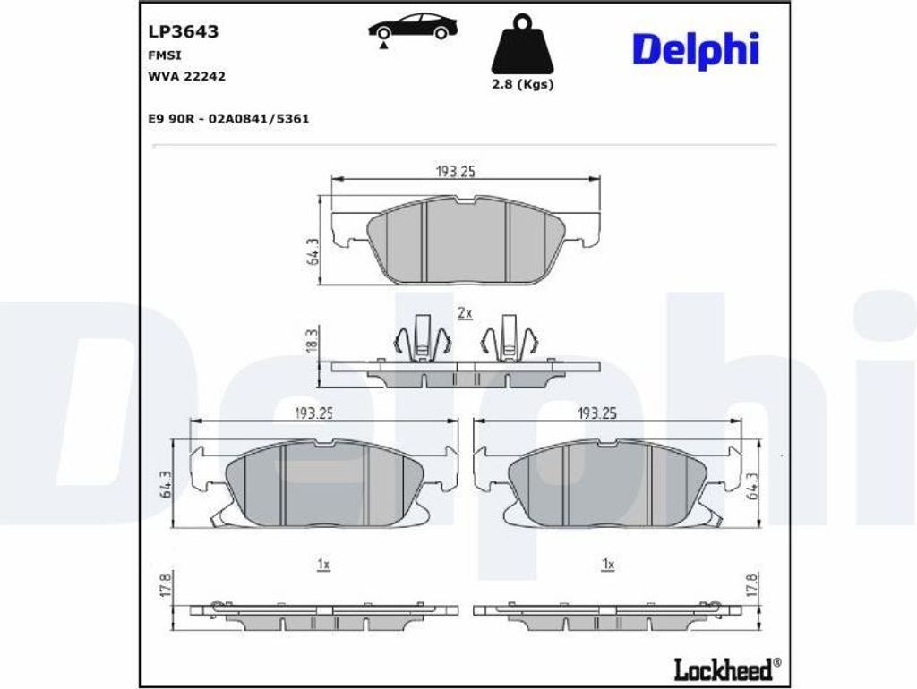 DELPHI Bremsbeläge Satz Vorne Bremsklötze für FORD Focus Mk4 Turnier (HP) LP3643