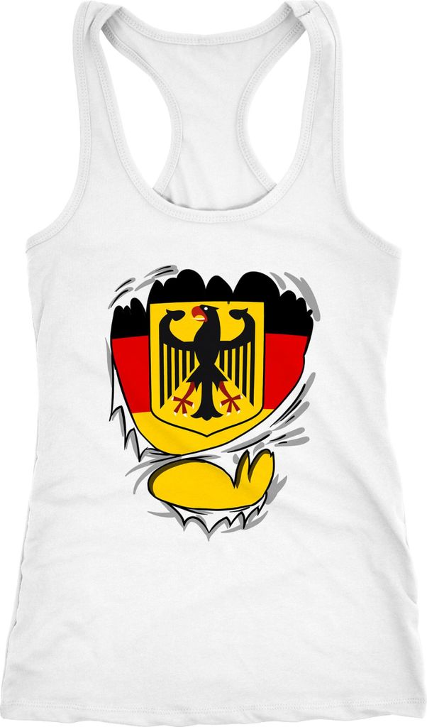Damen Tanktop Rip Off Tear of Superstar WM Deutschland Flagge Moonworks weiß XXL