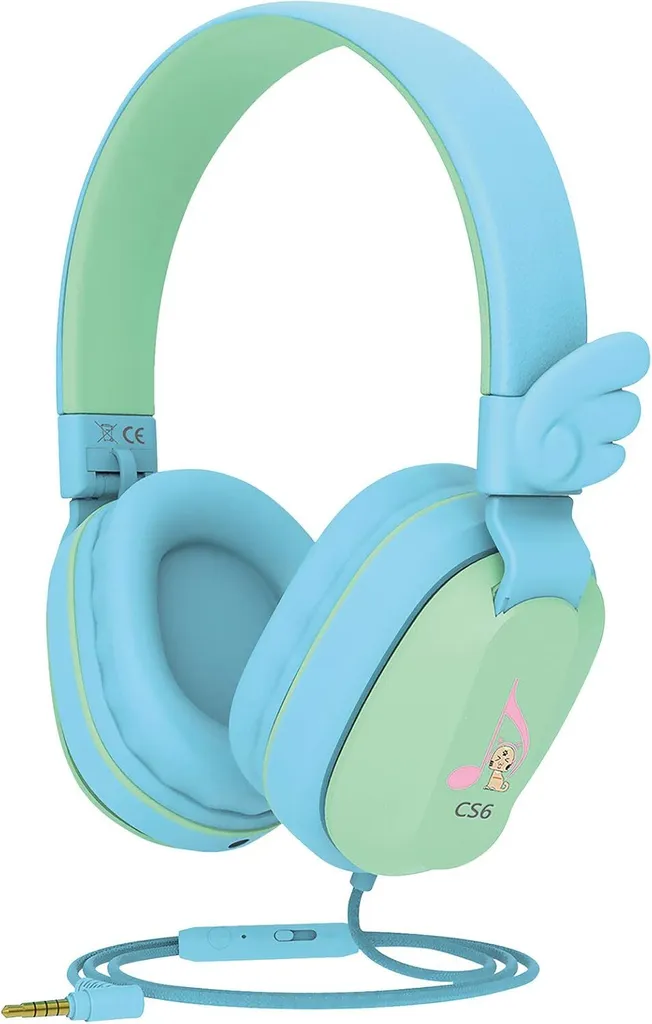 Riwbox CS6 Cuffie stereo leggere e pieghevoli Over Ear Funzione di condivisione delle cuffie con microfono e controllo del volume compatibile per PC/Kindle/Tablet