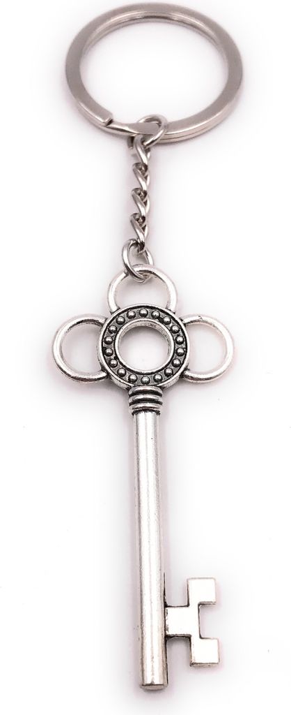 Onwomania Schlüsselanhänger Schlüssel Türöffner mit Kreisen Schnörkel silber Anhänger Keychain