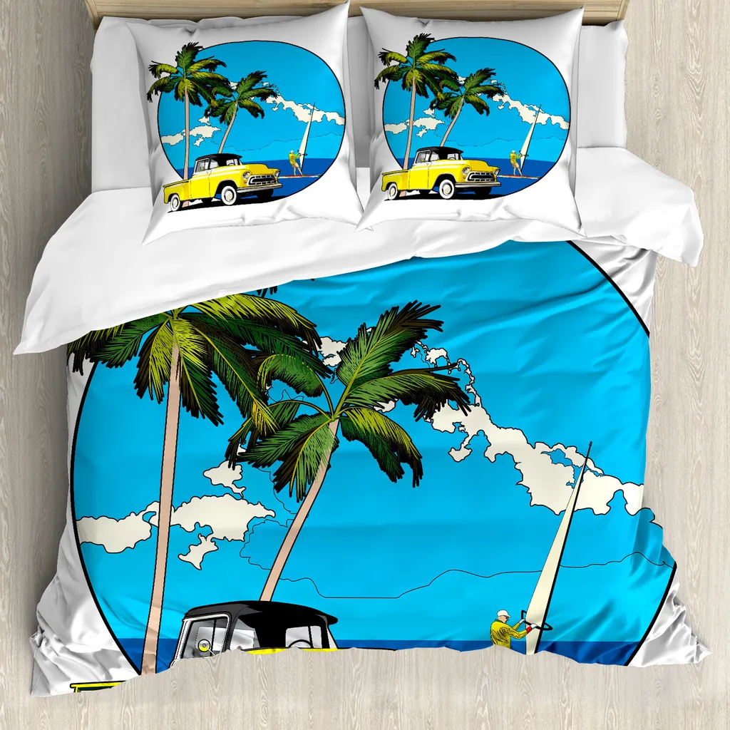 Set Letto Matrimoniale Chevy Auto ABAKUHAUS - Grafica Vintage 3D