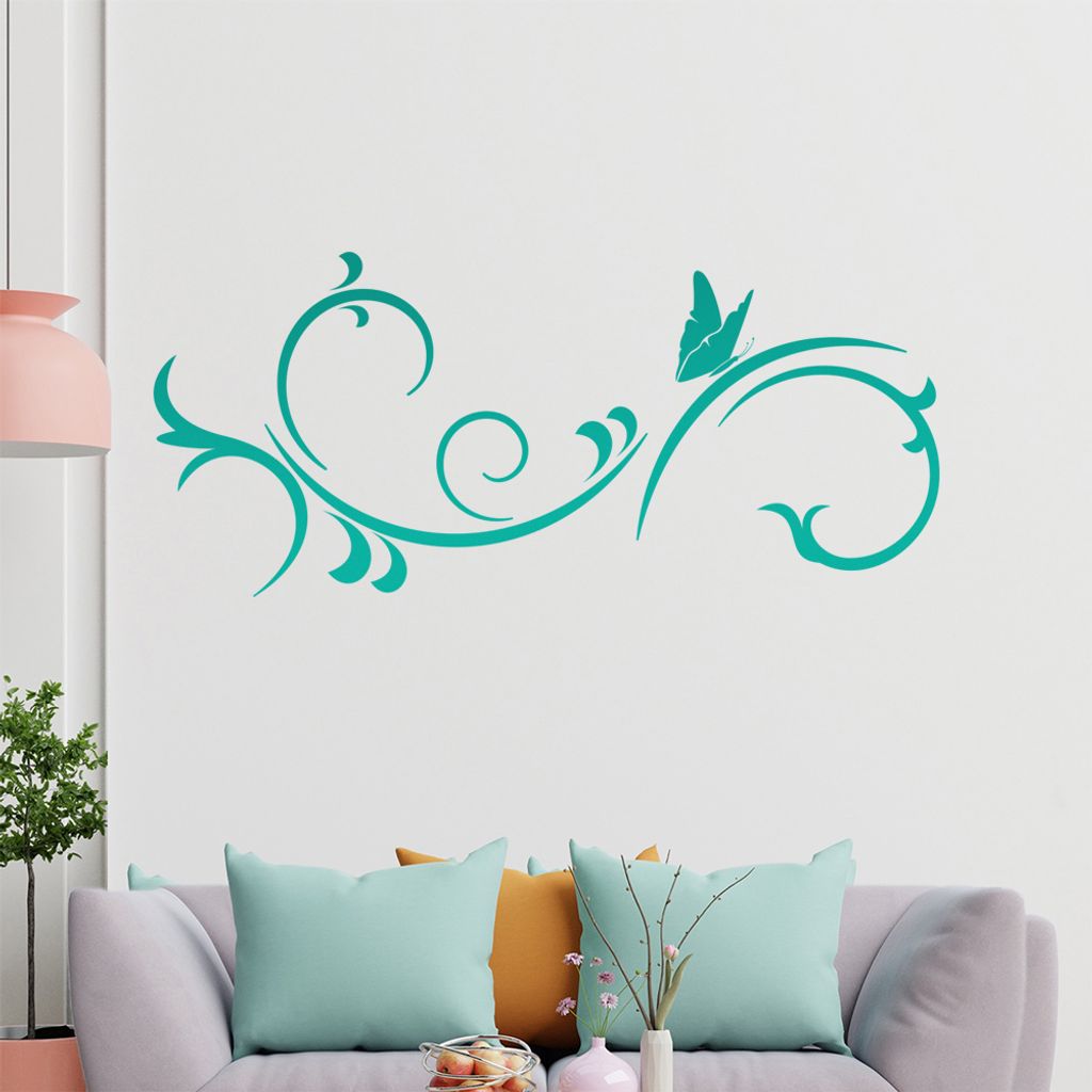 Schmetterling - Ornamente - Sommer Wandtattoo in 6 Größen - Wandaufkleber Wall Sticker - Dekoration, Küche, Wohnzimmer, Schlafzimmer, Badezimmer