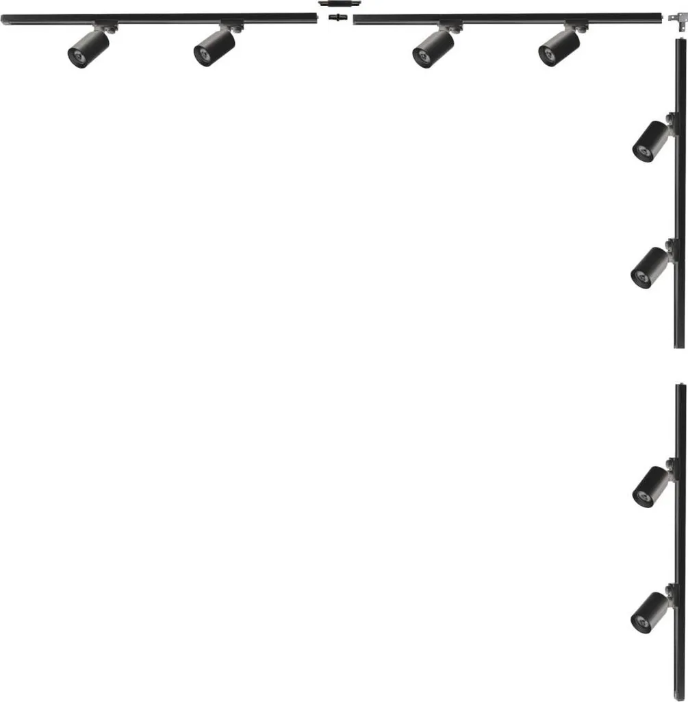 Système d'éclairage sur rail noir 2x2m Zuma Line pour salon et loft
