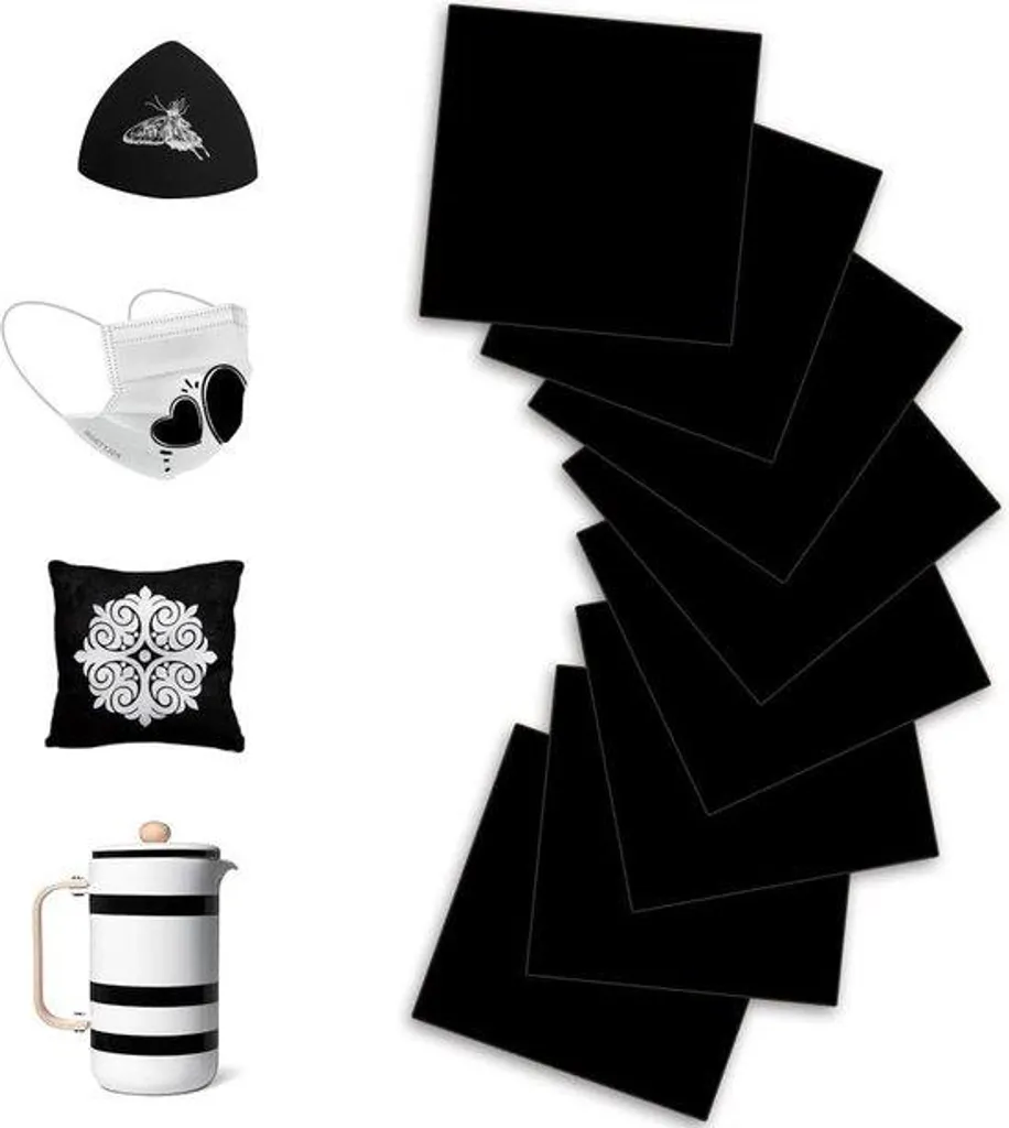 8 Feuilles de transfert Infusible noires pour sublimation DIY 30x30 cm