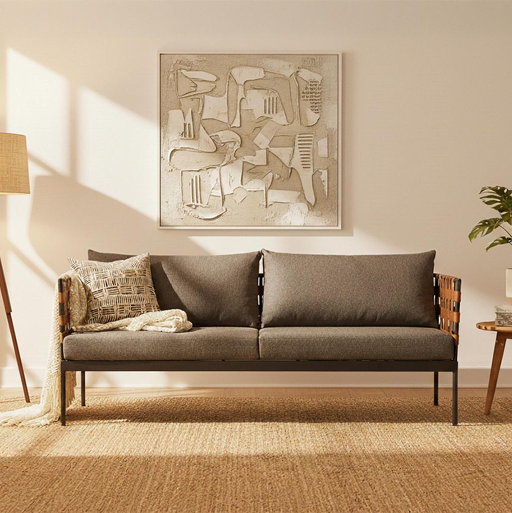 riess-ambiente Outdoor Lounge-Sofa UNIQUE 185cm schwarz braun grau Aluminium 2-Sitzer inkl. Kissen Gartenmöbel Gartenlounge Lounge Sofa