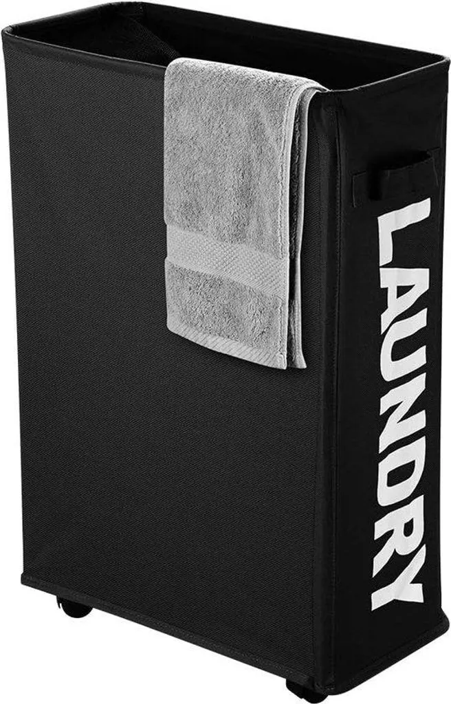 Bac à linge sale rectangulaire et pliable 40L, panier en tissu noir 58cm