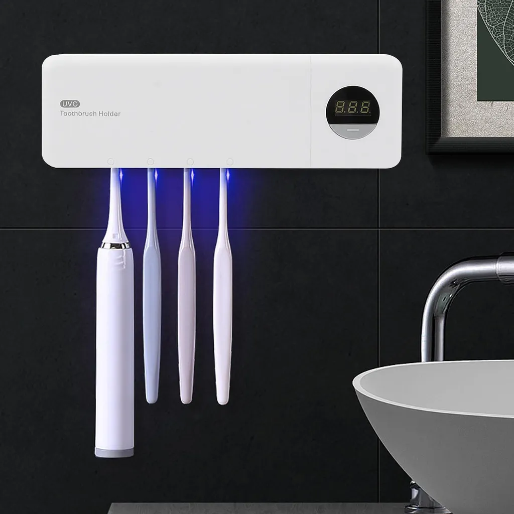 Porte-brosse à dents UV mural et désinfectant automatique avec minuterie