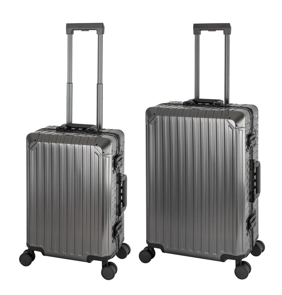 TRAVELHOUSE Tokyo Alu Reisekoffer-Set 2er S+M -grau- 40 L / 66 L Trolley Hartschale