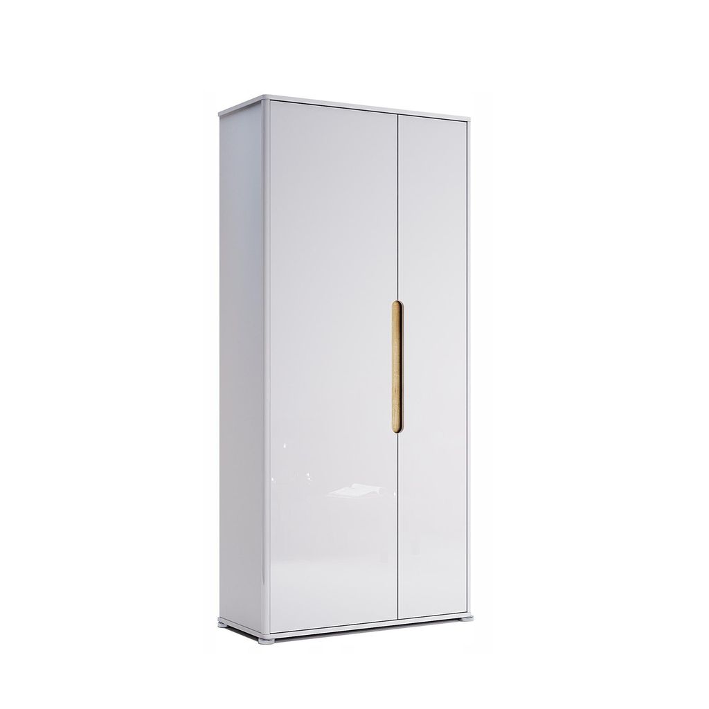 2‐türiger Kleiderschrank Hochglanz Weiß, 900 × 1950 × 400 mm