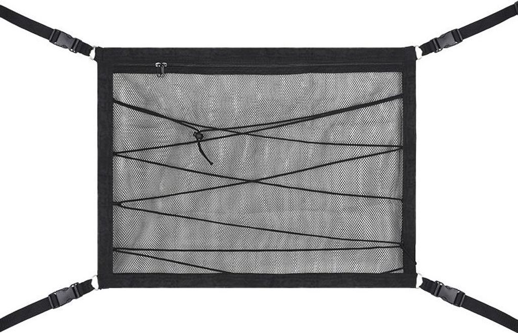 INF Auto Dachhimmel Aufbewahrungstasche 90x65cm aus Polyester und Netzstoff mit Zugband für Fahrzeug