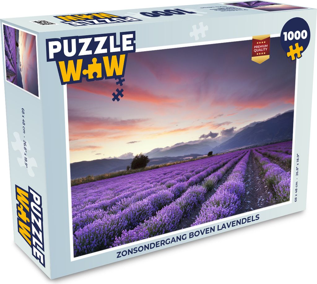 MuchoWow Puzzle 1000 Teile Sonnenuntergang über Lavendel - Erwachsene - Rätsel