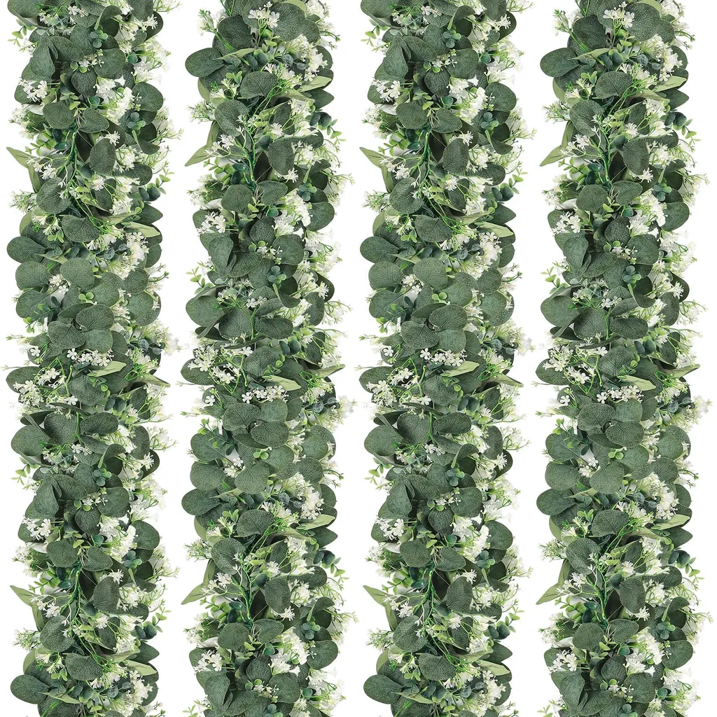 Guirlande Eucalyptus Artificielle et Chemin de Table pour Mariage 4pcs