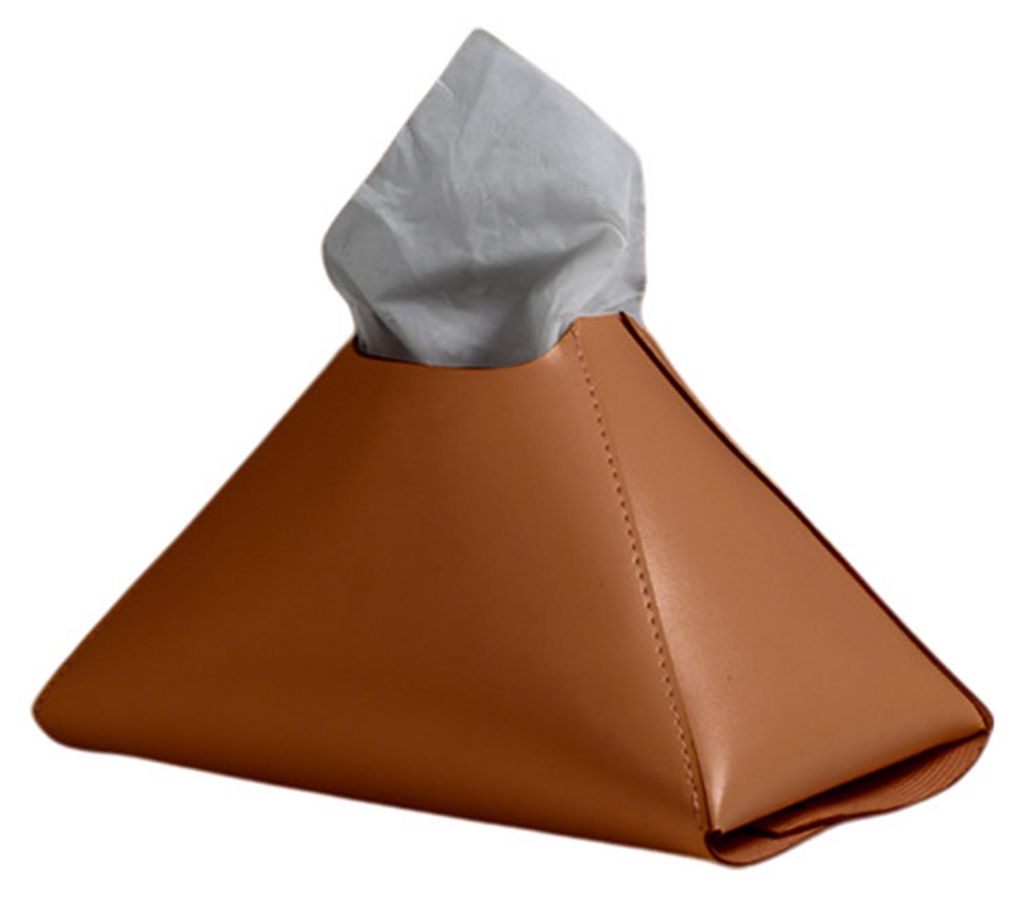 Dekorative Taschentuchbox aus Kunstleder, pyramidenförmiger Taschentuchspender für Esstisch, Küchentheke, Auto oder Büro