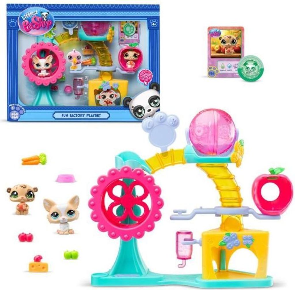 Littlest Pet Shop Fun Factory Spielset mit 2 Tieren, Dekor und 4 Zubehörteilen, BF00519