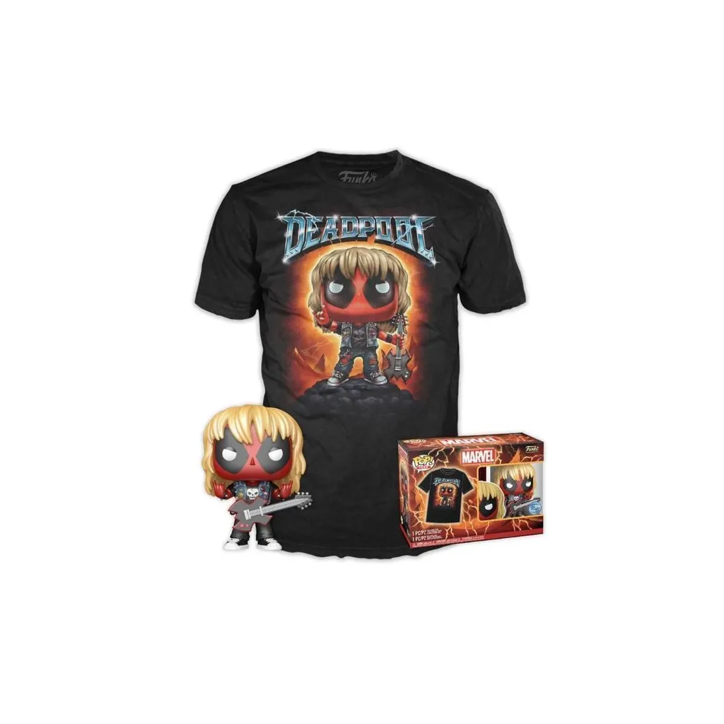 Pack Funko Pop! Deadpool Heavy Metal : Figurine et T-shirt sans plis