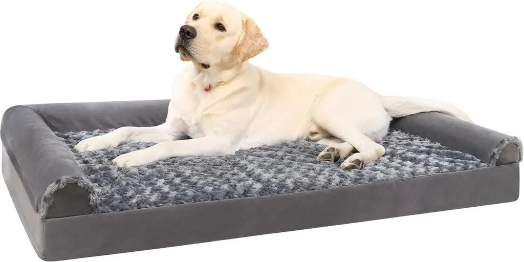 Lit orthopédique pour chiens XL Gris 105x70x18cm : Soutien mousse mémoire