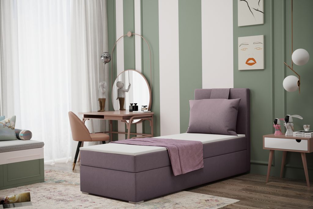 Kaiser Möbel Boxspringbett mit bettkasten matratze topper AMANDA 90cm Violett