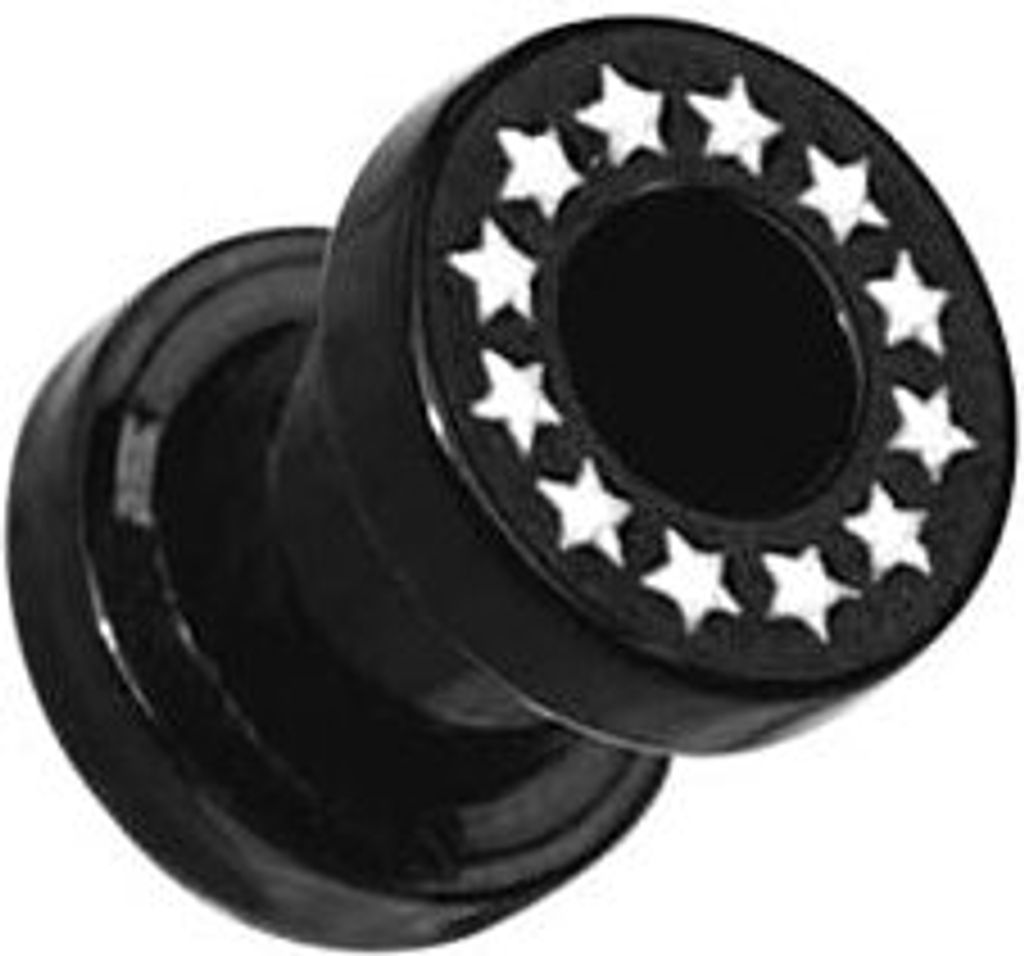 Ohr Flesh Acryl Tunnel Piercing Screw Mit Weissen Sternen Produktbild 