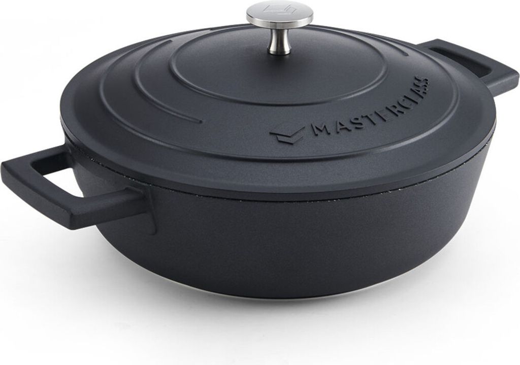 Kasserolle, niedrig, Aluminiumguss, 24 CM, 2,5 L, Schwarz - MasterClass