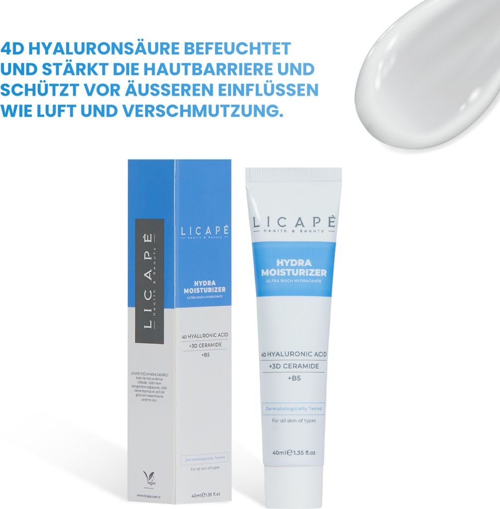 Licape | Feuchtigkeitscreme 40 ml | Gesichtscreme für Trockene&Sensible Haut