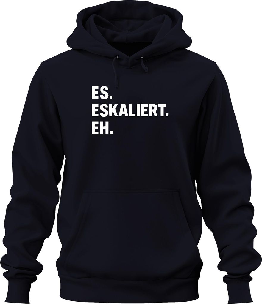 Es eskaliert eh lustiger Spruch Sarkastisch Party JGA Geburtstag Uni Hoodie Kapuzenpullover, Navy, 3XL