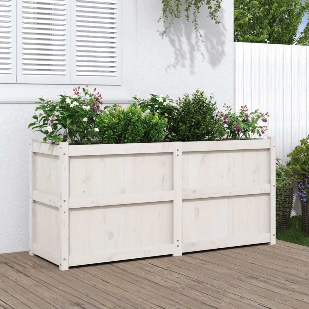 Cloris Designermöbel Pflanzkübel Weiß 150x50x70 cm Massivholz Kiefer 2024 Neu