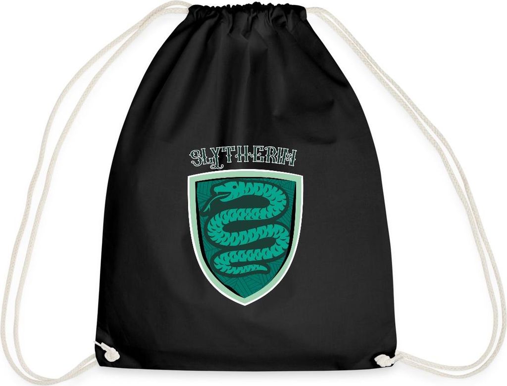 Spreadshirt Harry Potter Slytherin Kleines Logo Turnbeutel, One size, Schwarz