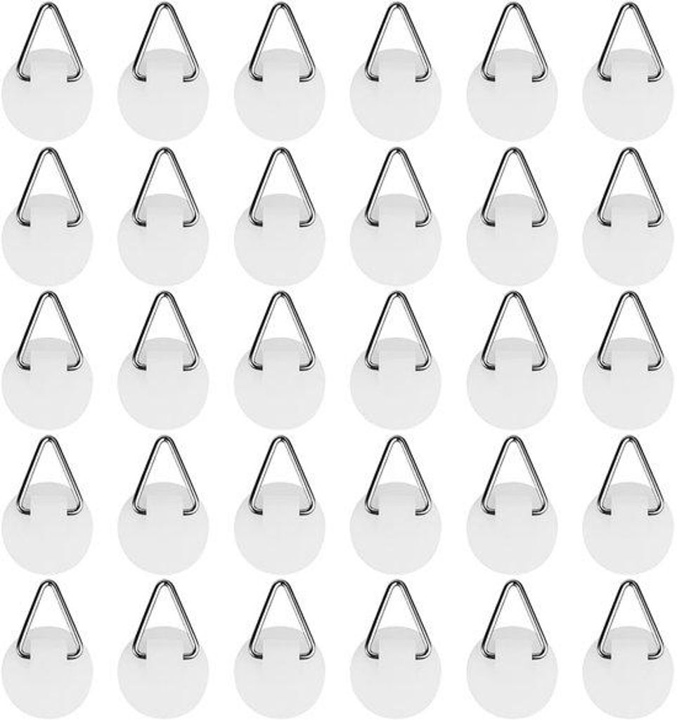 30er-Pack Kunstwerkhaken für Bilderrahmen, selbstklebende Haken für Fotos, Poster, Kunstwerke, ohne Bohren, kleine Runde Bilderrahmenhaken