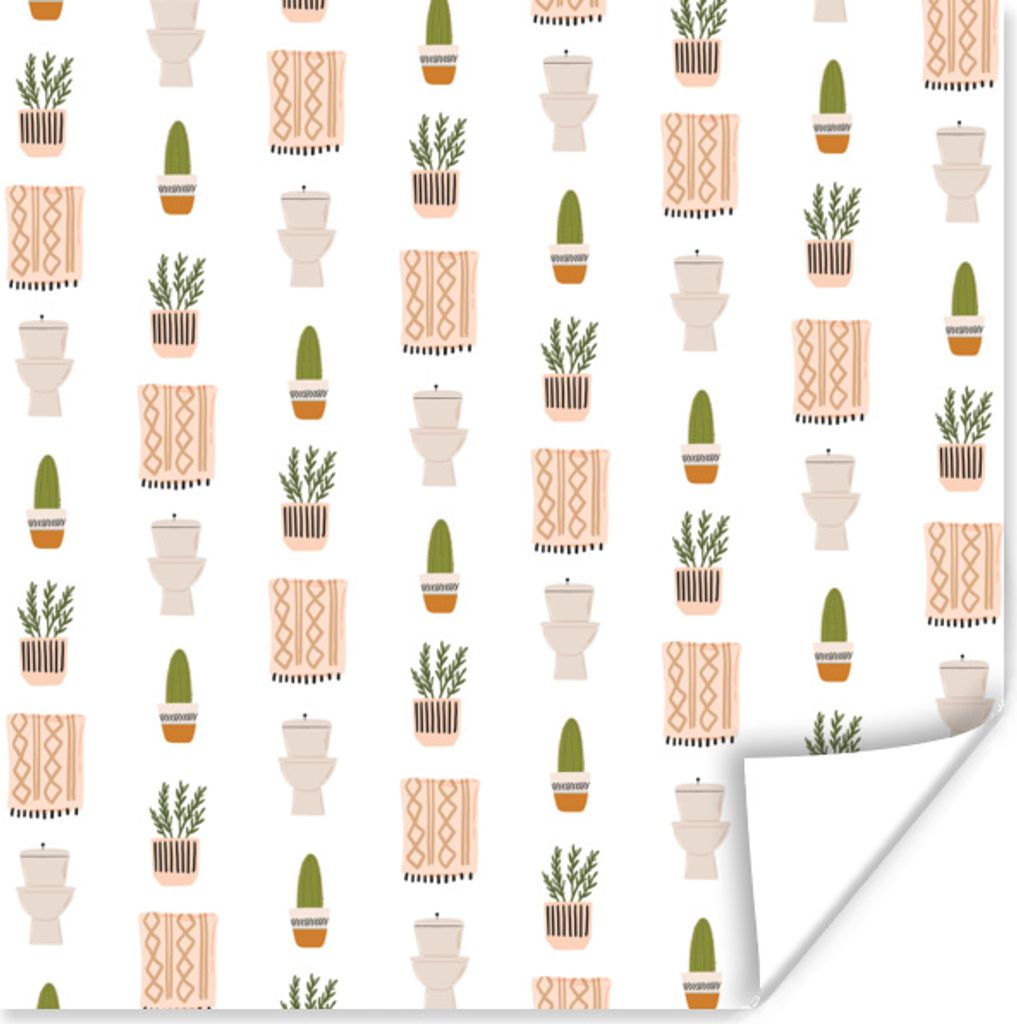 MuchoWow Poster Badezimmer - Pflanzen - Muster 30x30 cm - Wandposter - Printing