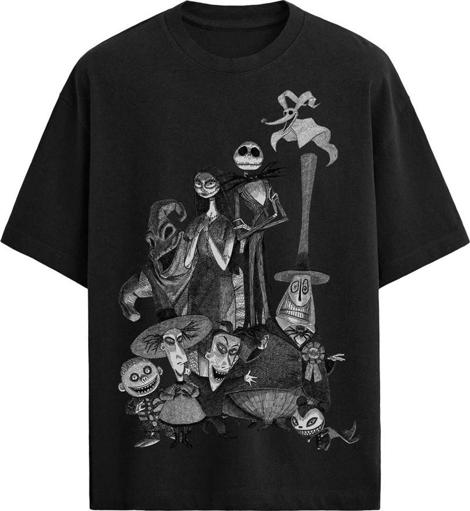 The Nightmare Before Christmas - T-Shirt für Herren/Damen Uni, Übergroß HE3816 (L) (Schwarz)
