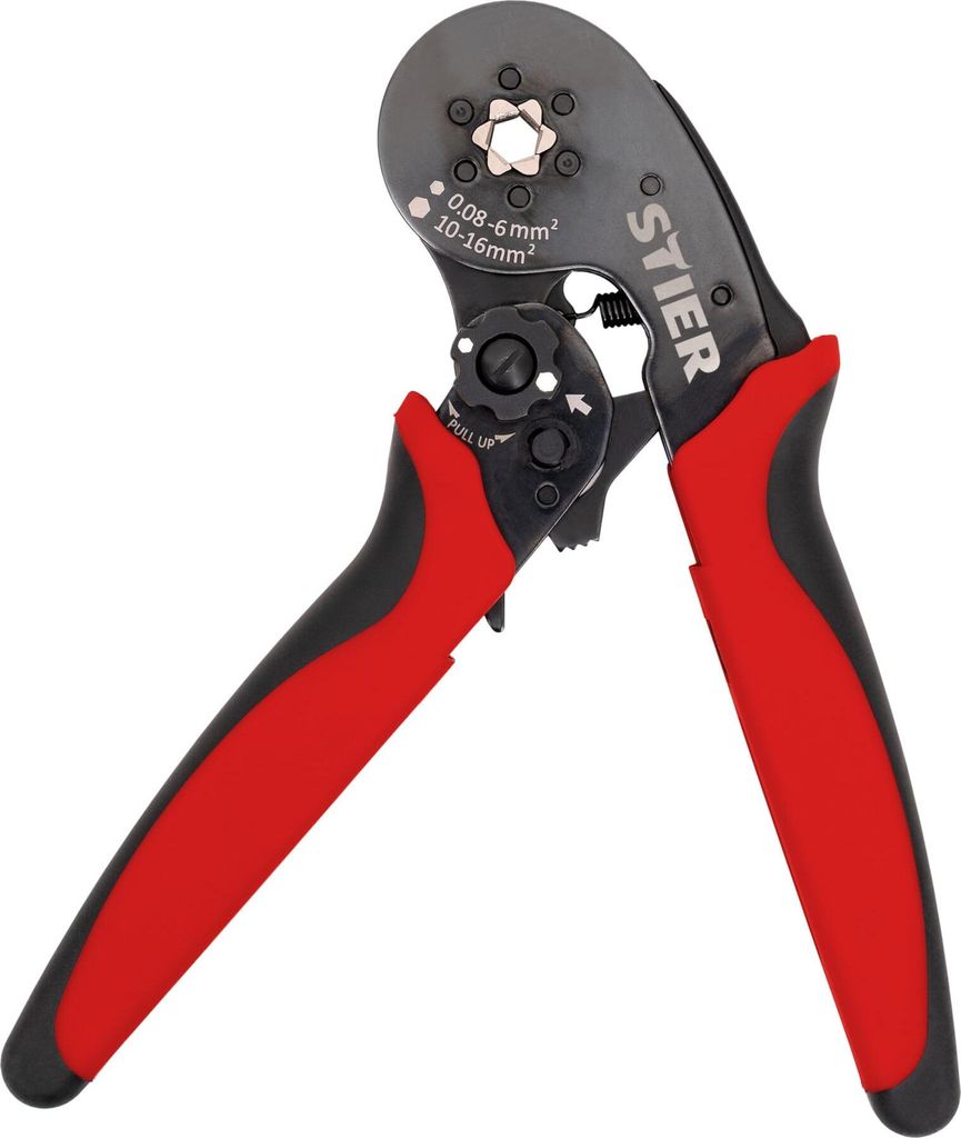 STIER Crimpzange für Aderendhülsen Sechskant-Pressung 16 mm², Quetschzange, Presszange, Aderendhülsenzange Sechskant
