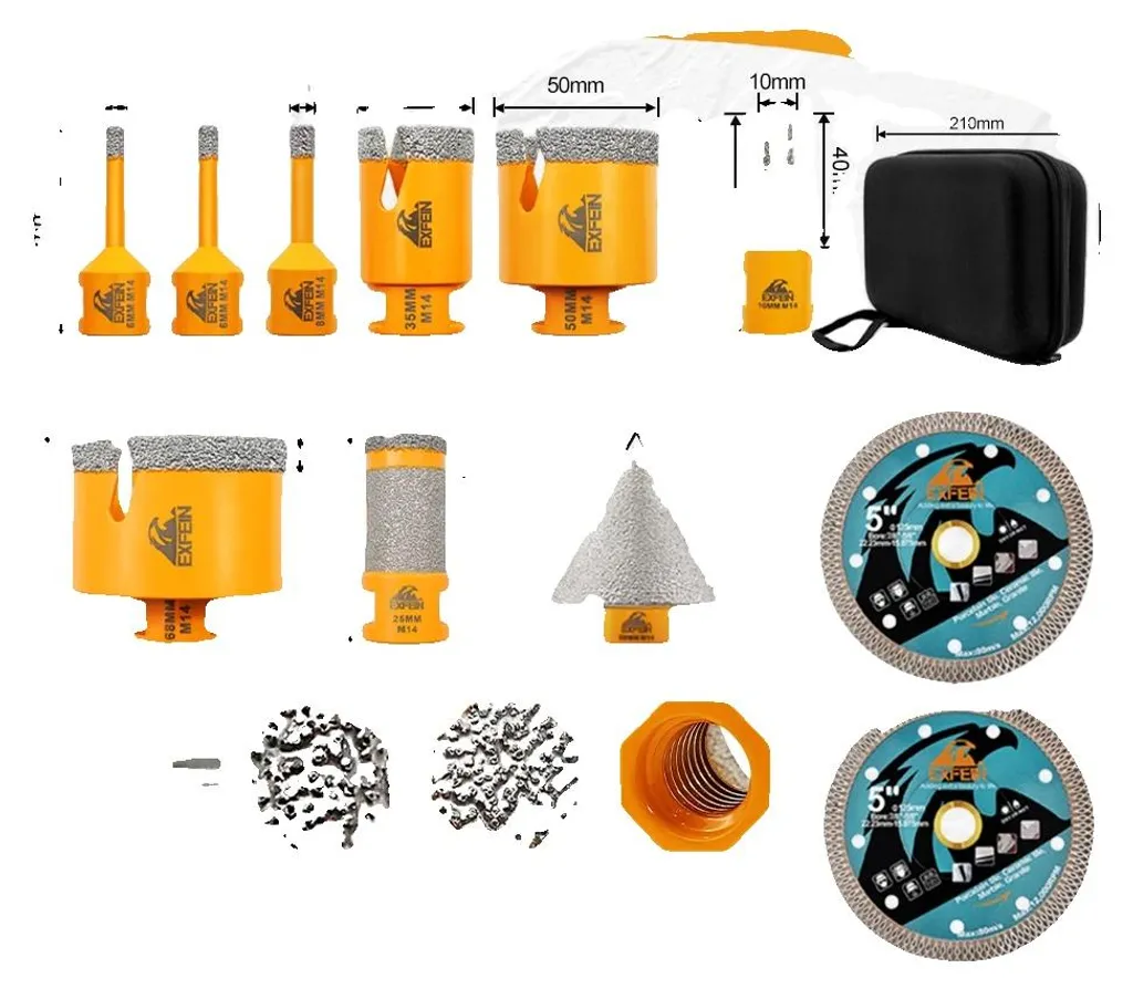 Kit forets diamant M14 pour installation sanitaire et électrique - 12 pcs