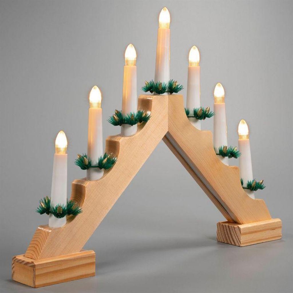 Vianočný svietnik na batérie, 7 LED svetiel, ihlan Obrázok produktu 