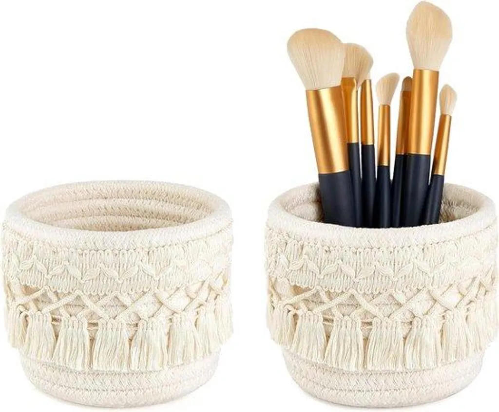 Porte-pinceaux maquillage bohème chic - Organisateur perles et tressage