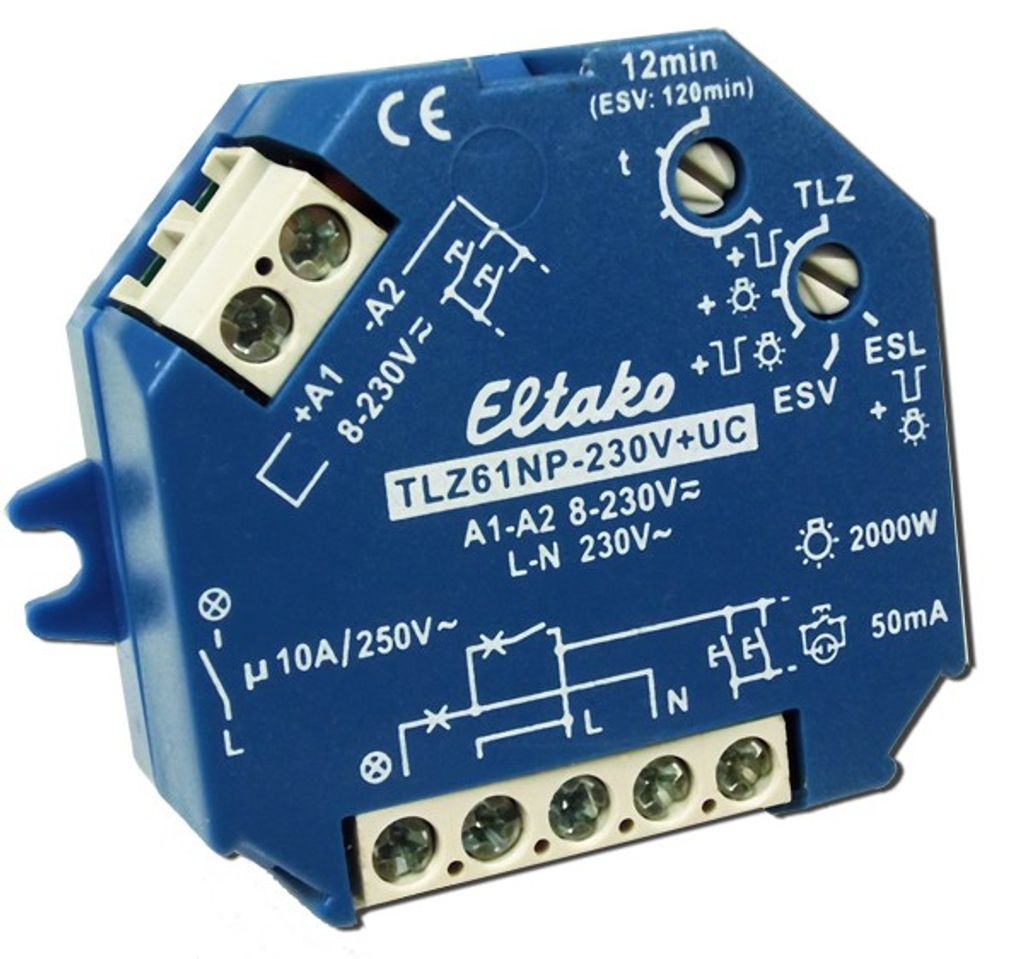 Eltako TLZ61NP-230V+UC Treppenlicht Zeitschalter, 1 Schließer, 10A (61100301)