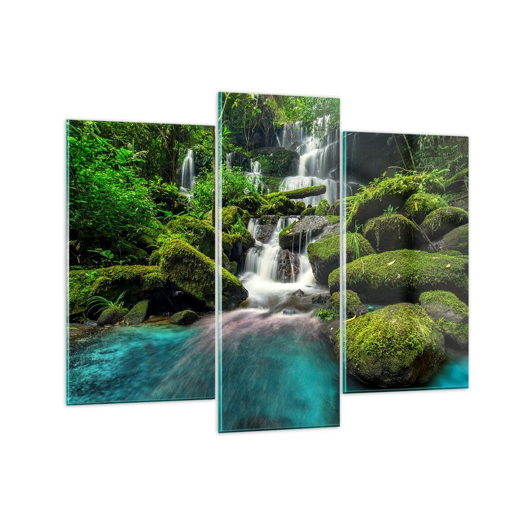 Bilder auf glas - Park Wasserfall Wasser - 130x100cm - Glasbilder - Wandbilder - Kunstdruck - zum Aufhängen bereit - Wanddekoration aus Glas - Gla...